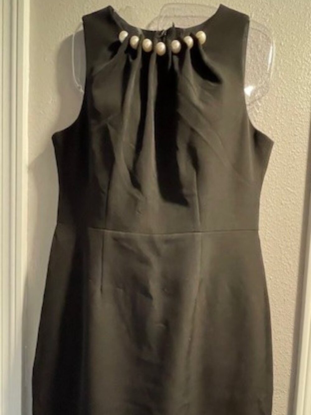 Harper Rose Black Sheath Dress with Pearl Accents Sz 10
